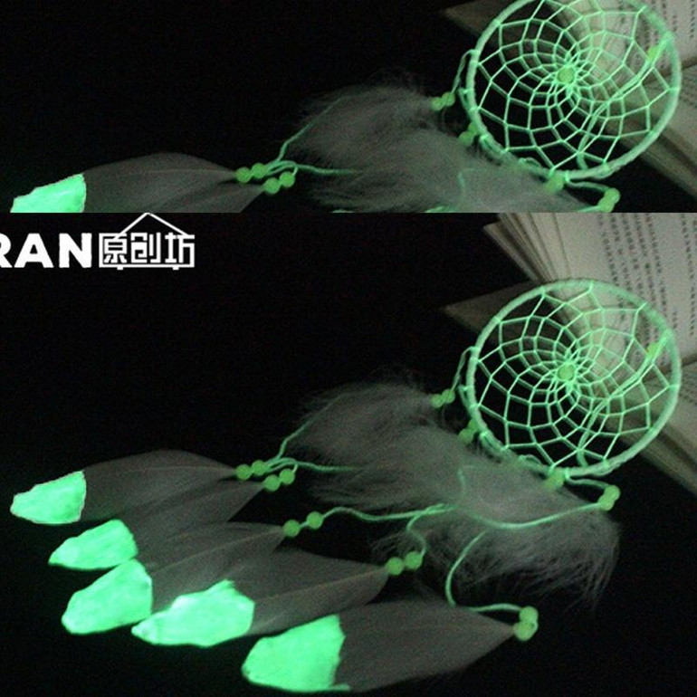 Fluorescence Dream Catcher with Feather Home Wall Hanging Room Decoration Ornament Gifts