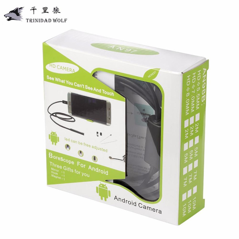 TRINIDAD WOLF 1M/2M/5M 5.5mm Endoscope Camera USB Android Endoscope Waterproof 6 LED Borescope Inspection Camera For Android PC