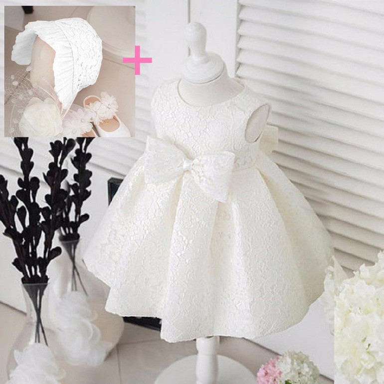 Flower Toddler Baby Girl Infant Princess Dress Baby Girl Wedding Dress+hat 2pcs lace tutu Kids Party Vestidos for 1st birthday Flower Toddler Baby Girl Infant Princess Dress Baby Girl Wedding Dress+hat 2pcs lace tutu Kids Party Vestidos for 1st birthday