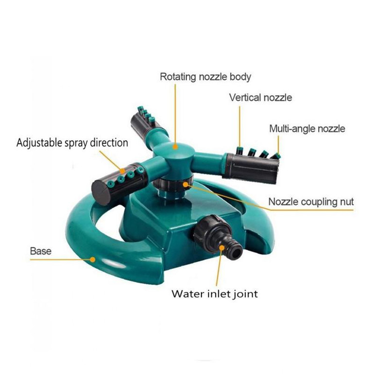 Garden Sprinklers Water Durable Rotary Three Arm Water Sprinkler 360 Degree Automatic Rotating Water Sprinkler System