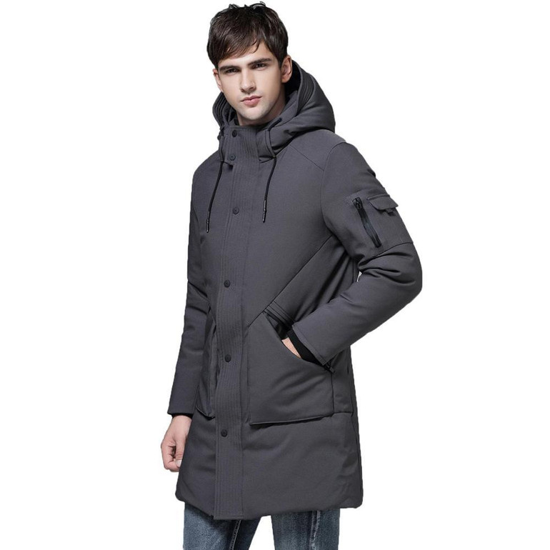IEMUH Fashion Winter Outwear Down Jacket Men Windproof Waterproof Grey Duck Down Coat Parka Male Long Plus Size Thick Warm Coat