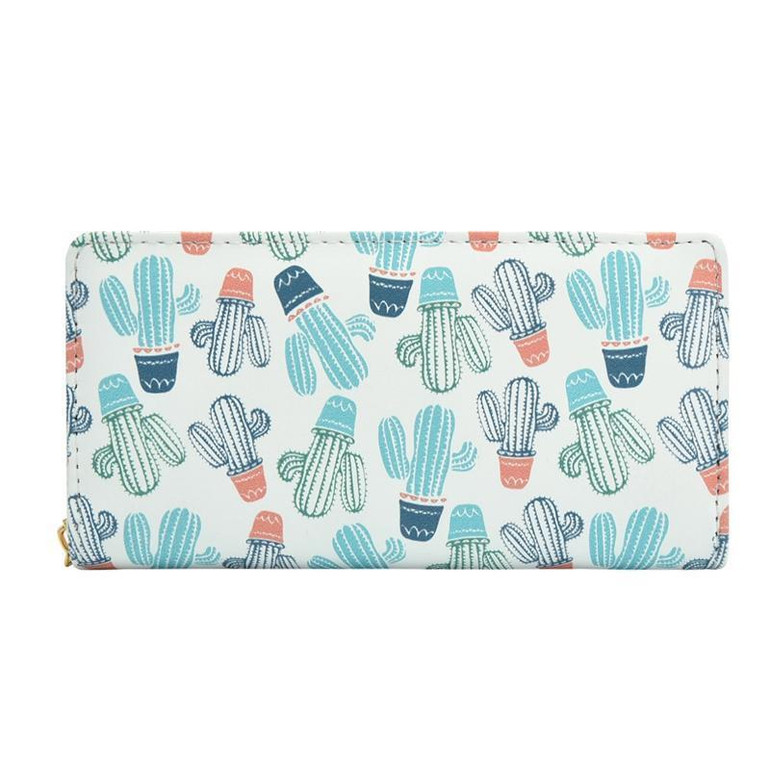 Fashion Wallets Women Cute Pattern Cactus Prints Phone Bag Purses Ladies Zipper Coins Purses Female Carteras Feminina Clutches
