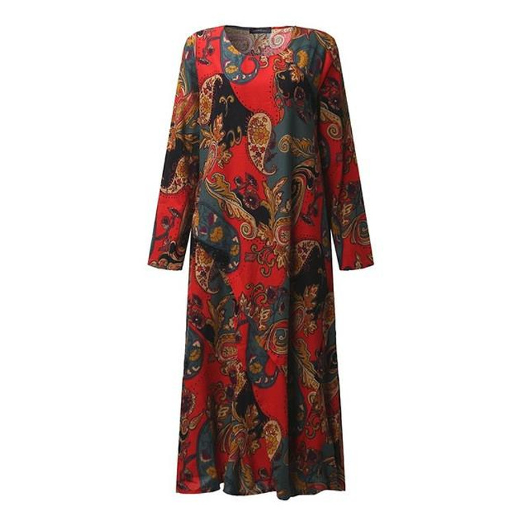 Fashion Vintage Print Dresses 2017 Autumn ZANZEA Women Maxi Long Dress Casual Loose Long Sleeve Baggy Plus Size Vestidos Fashion Vintage Print Dresses 2017 Autumn ZANZEA Women Maxi Long Dress Casual Loose Long Sleeve Baggy Plus Size Vestidos