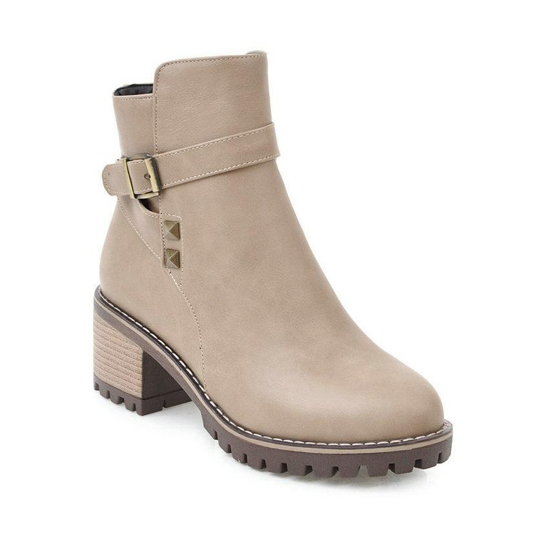 QUTAA 2018 Women Ankle Boots Zipper Design Fashion Square High Heel Round Toe All Match Ladies Motorcycle Boots Size 34-43 QUTAA 2018 Women Ankle Boots Zipper Design Fashion Square High Heel Round Toe All Match Ladies Motorcycle Boots Size 34-43