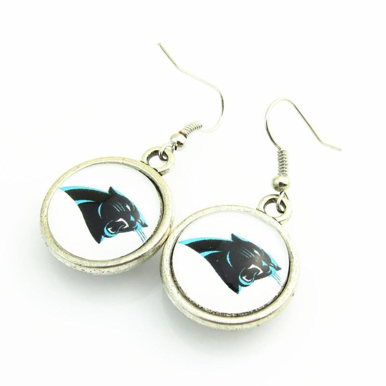 High Quality Double Football Drop Earrings Carolina Panthers Team Logo Drop Earrings For Women Jewelry 10pairs/lot