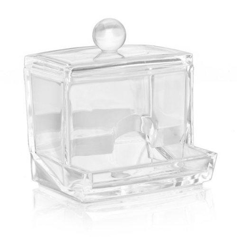 High quality Design Clear Acrylic Cotton Swab Q-tip Storage Holder Box Cosmetic Makeup Case
