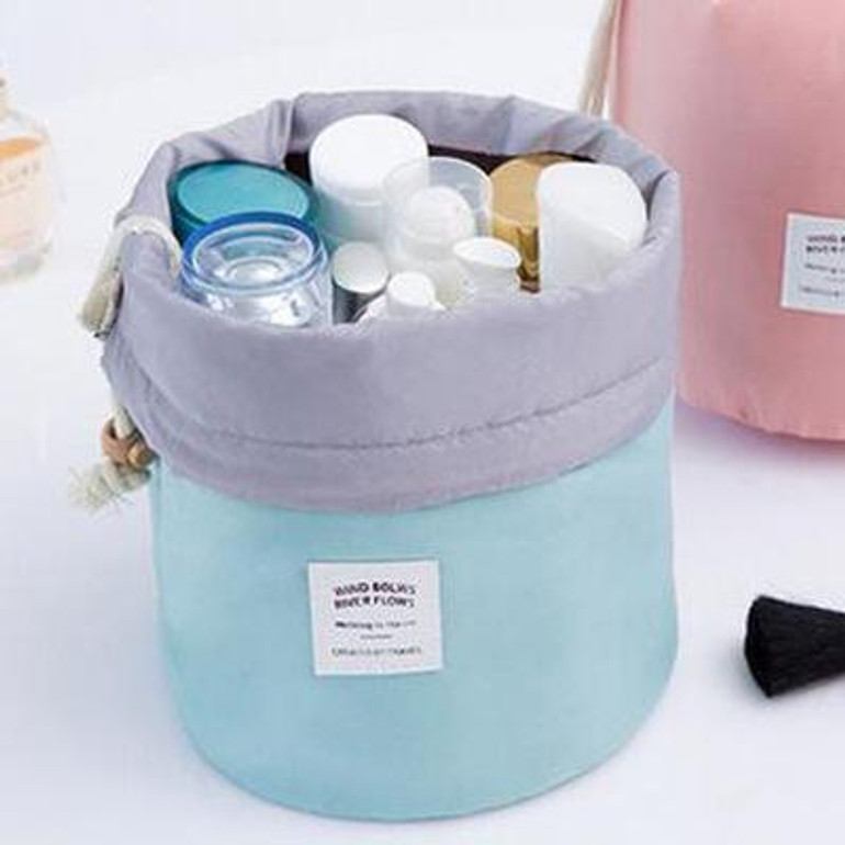 High Quality Barrel Shaped Travel Cosmetic Bag Nylon Wash Bags Makeup Organizer Storage Bag High Capacity B5