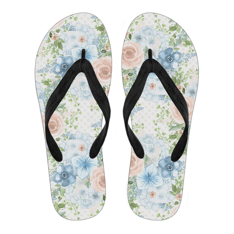 Blue Floral Women's Flip Flops