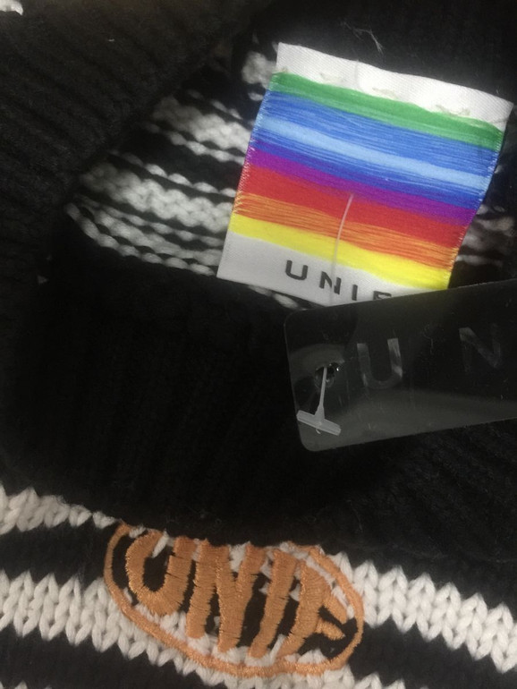 Pattern stripe knitted sweater women pullover winter cropped unif black white embroidery Loose Oversize Crayola Pullovers