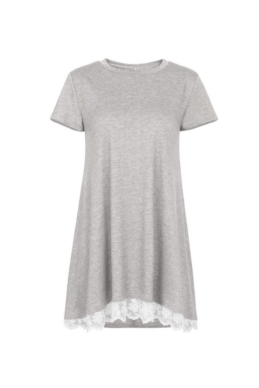 Patchwork Lace Loose Long T Shirt Women Top Tee Shirt Femme 2018 Spring Summer Casual Short Sleeve T-Shirt Female Cotton tshirt