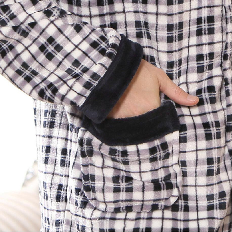 2017 Winter Spring Fall Keep Warm Thick Flannel Men Pajamas Set of Sleepcoat &amp; Trousers Coral Fleece Sleepwear Thermal Nightgown