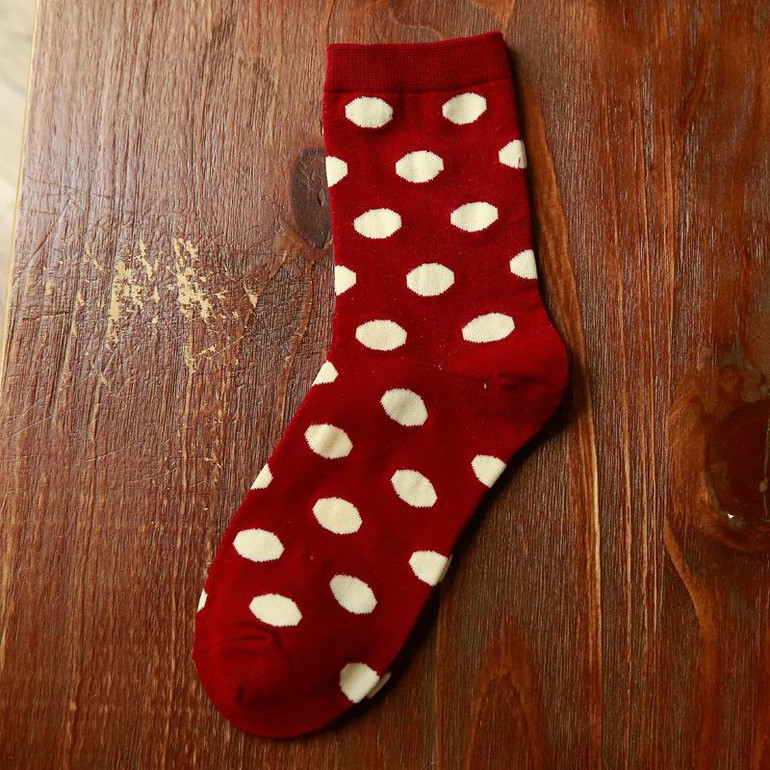 New Socks Women Female Girl Cotton Polka Dot Pattern Fashion Brand Crew Happy Funny Harajuku Novelty Design Calcetines Meias Sox