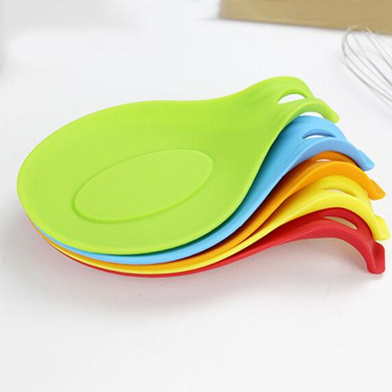 NEW Silicone Heat Resistant Spoon Fork Mat Rest Utensil Spatula Holder Kitchen Tool