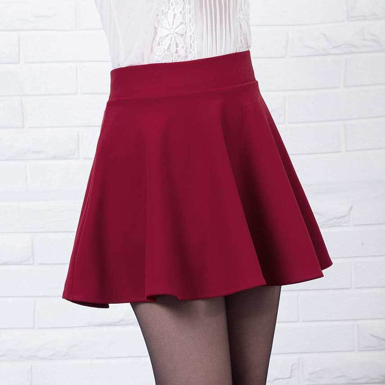 New short skirts womens 2016 new style casual vintage girls skirts for school red pleated mini skater skirt high waist plus size