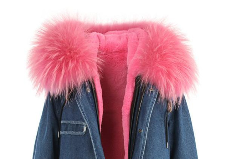JAZZEVAR women's army green Large color raccoon fur hooded coat parkas outwear long detachable lining winter jacket brand style