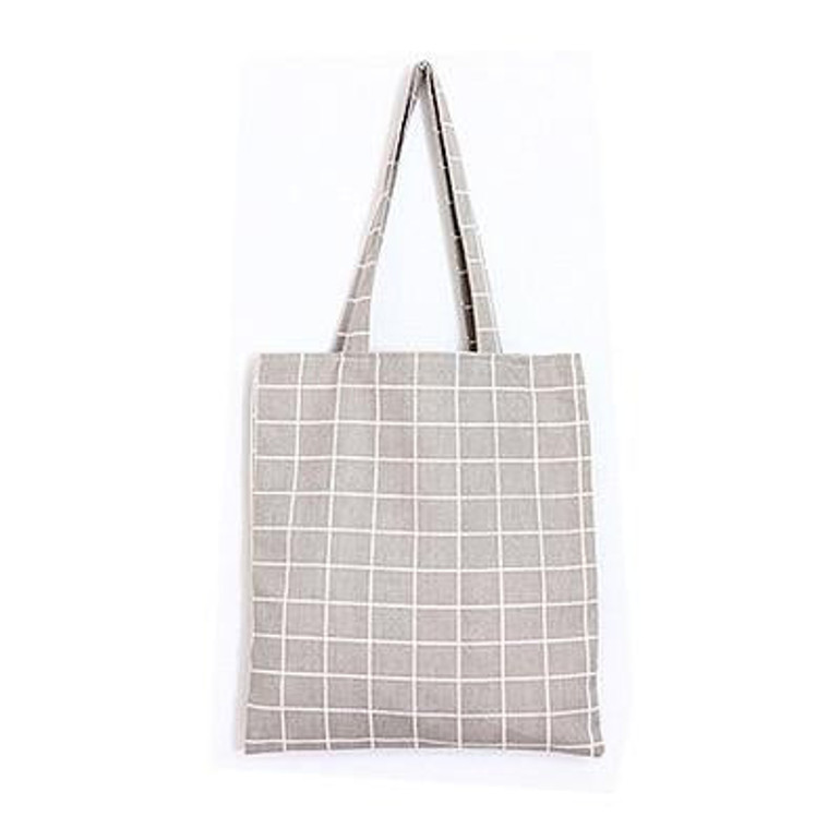 Fashion Female Canvas Beach Bag Plaid Casual Tote Women Canvas Handbag Daily Use Single Shoulder Shopping Bags