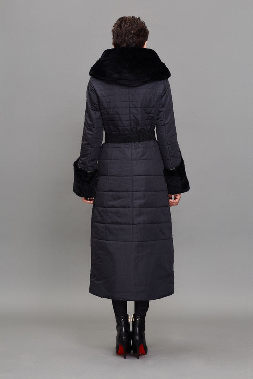 BASIC EDITIONS Winter Jacket Women Long Parka Luxury Fur Rex Rabbit Collar Thinsulate Cotton-Padded Women Warm Jackets - WM120
