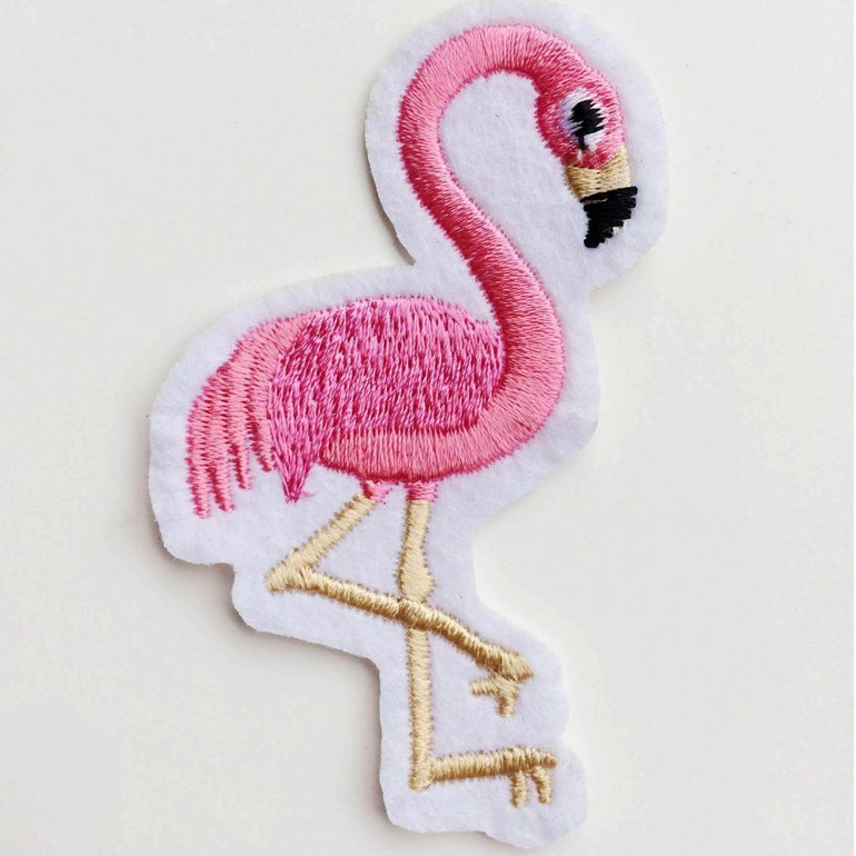 Pink Flamingo Bird Animal Iron-On Patch Embroidered Applique Sewing Patch Clothes Stickers Garment DIY