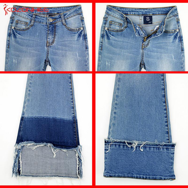 Elastic Ripped Women Flare Jeans Long Bell-Bottoms Jeans Stretching For Girls Trousers for women Jeans Large Size