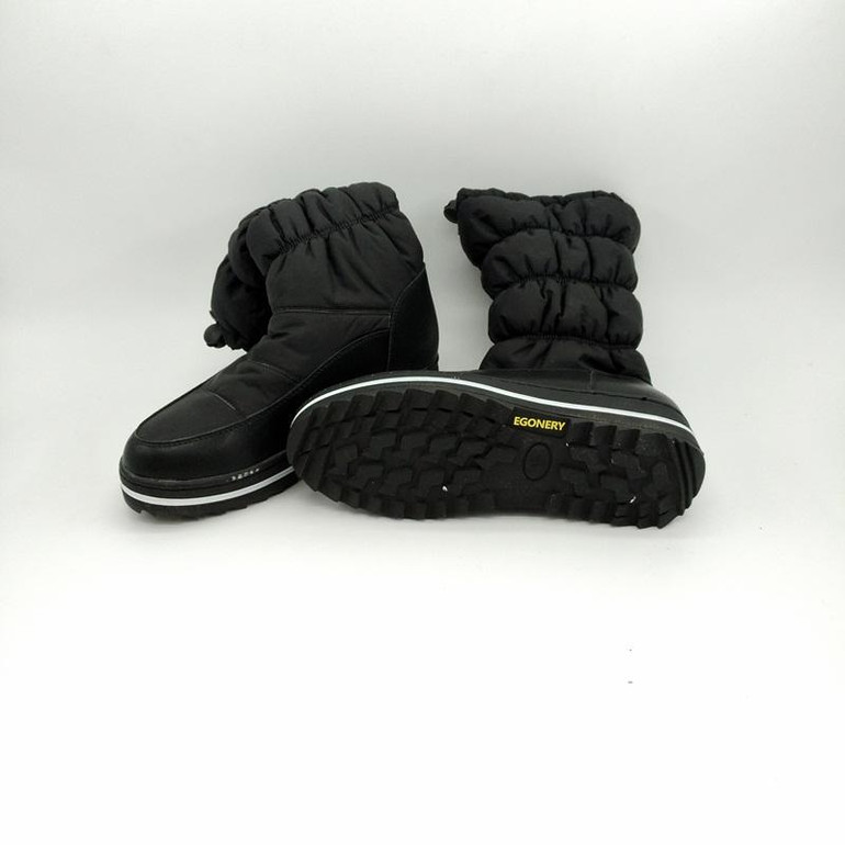 EGONERY snow boots women platform 4 cm heel shoes 2017 winter new come round toe genuine leather upper shoes woman mid calf boot