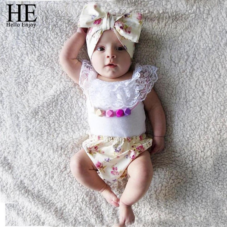 HE Hello Enjoy Baby girl clothes Summer Brand kids clothes baby girl clothing set lace vest + shorts 3pcs infant clothing china HE Hello Enjoy Baby girl clothes Summer Brand kids clothes baby girl clothing set lace vest + shorts 3pcs infant clothing china