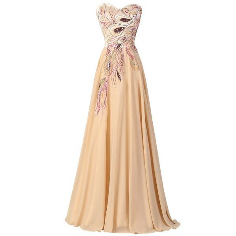 Grace Karin Black Prom Dresses Chiffon Peacock Appliques Plus Size Elegant Formal Gowns Purple Long Wedding Party Dress Prom