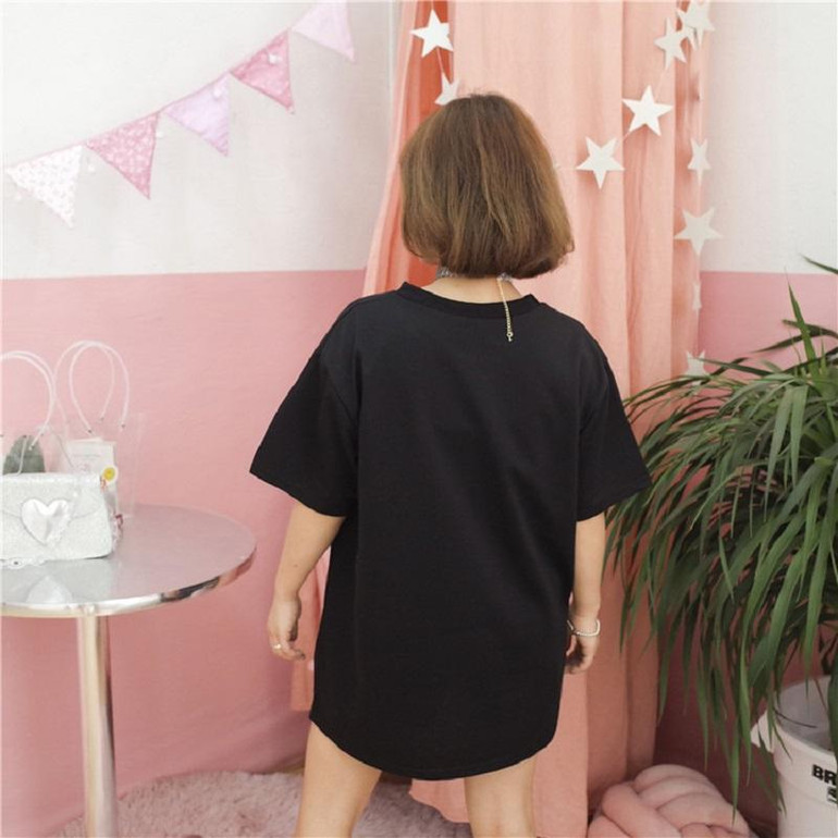 Gothic Moon Phase Witchcraft Cat Printed Female Harajuku T-Shirt Short Sleeve Women Tops Loose Summer T Shirt