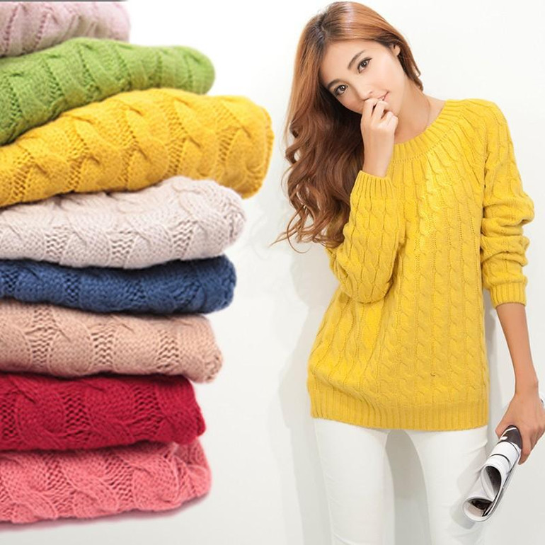 UVKKC Women Sweater Pullovers Fashion Casual Long Sleeve O-neck Twist Knitted Christmas Sweter Casacos Femininos Sweter Damski