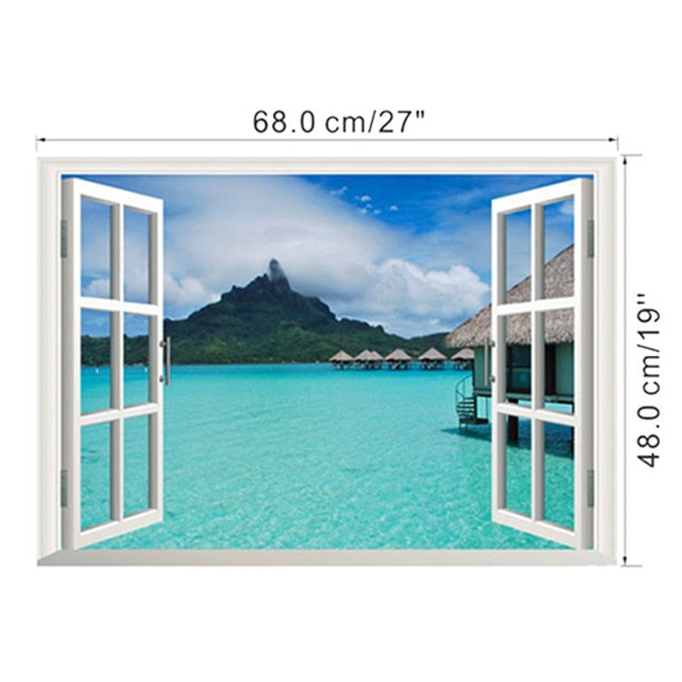 3D fake window landscape Wall Stickers
