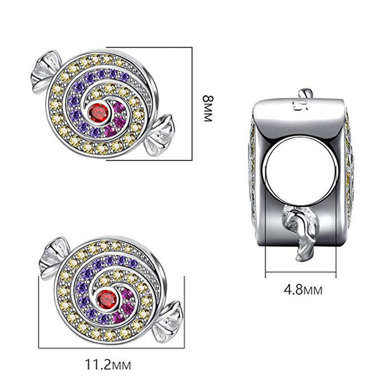DIY Charm Multicolor Created Diamond Stone Lollipop Beads Charm For Bracelet