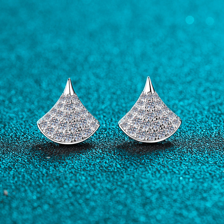 Round Cut Moissanite Diamond Small Skirt Earrings