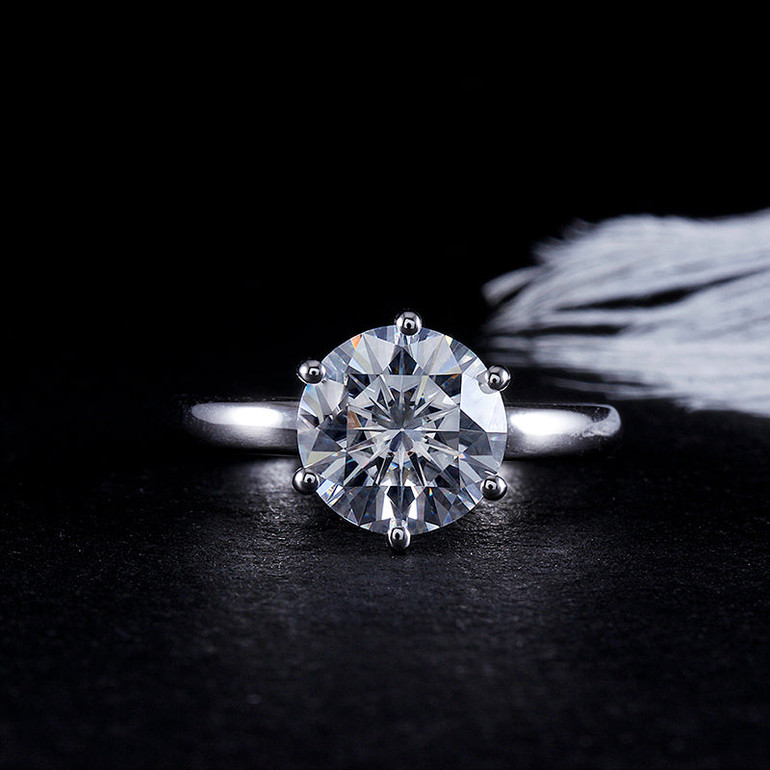 14K/18K Gold Round Cut 3ct Moissanite Diamond Classic Ring