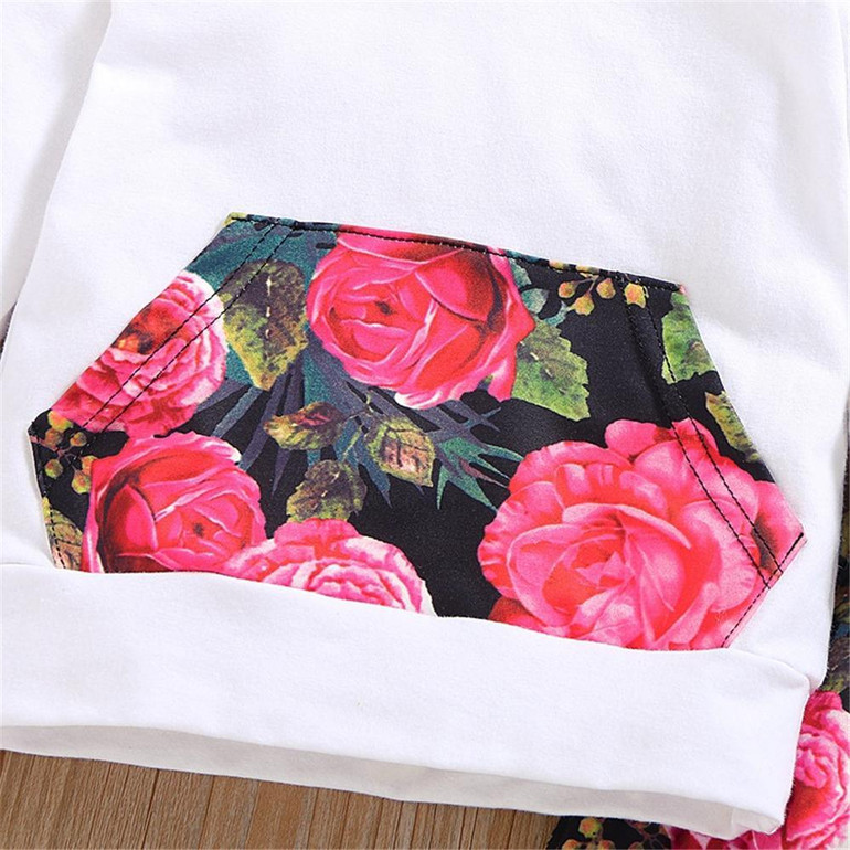 Baby Girls Floral Printed Hooded Long Sleeve Tracksuit Baby Wholesale