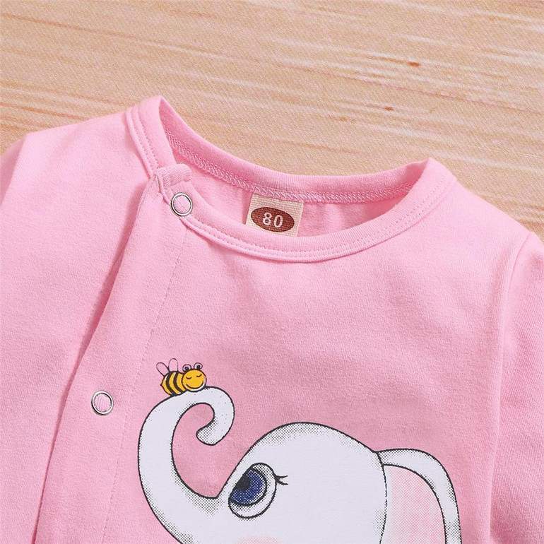 Baby Girls Elephant Long Sleeve Romper Wholesale Baby Clothes Bulk