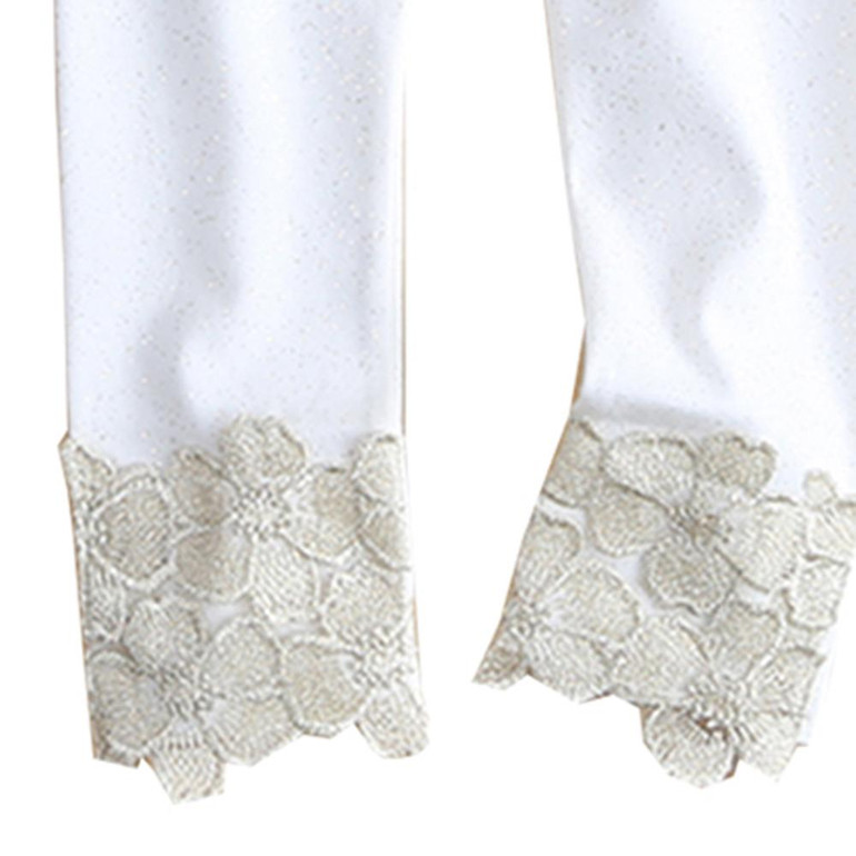 Girls Sparkling Solid Color Elastic Waist Pants
