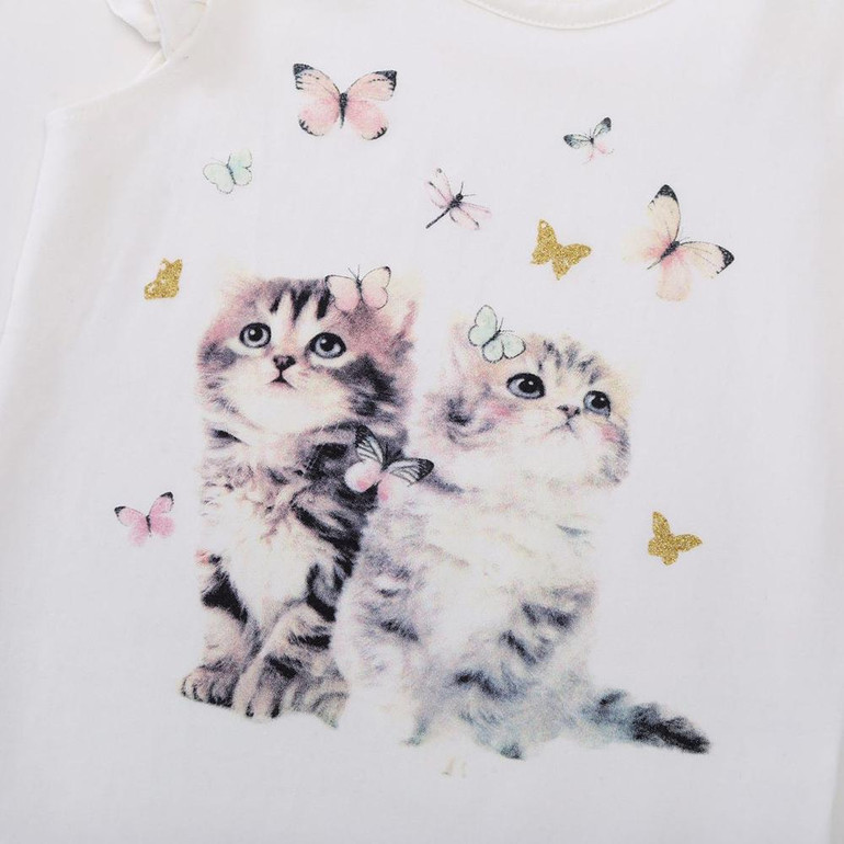 Girls Short Sleeve Cat Printing Top Girls Clothes Wholesale Girls Short Sleeve Cat Printing Top Girls Clothes Wholesale