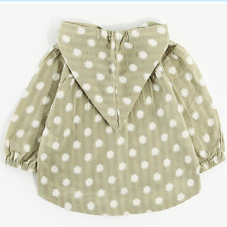 Girls Polka Dot Long Sleeve Zipper Hooded Jackets