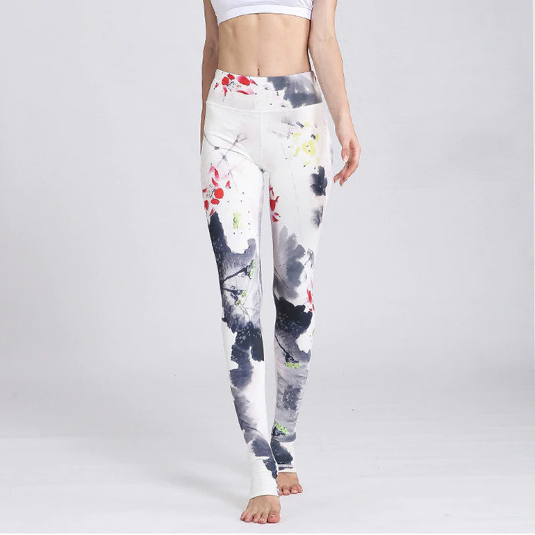 2019 Gym Women Fitness Yoga Pants Slim High waist Sport Leggings Elastic Romantic Printed Long Tights for Running Tummy Control