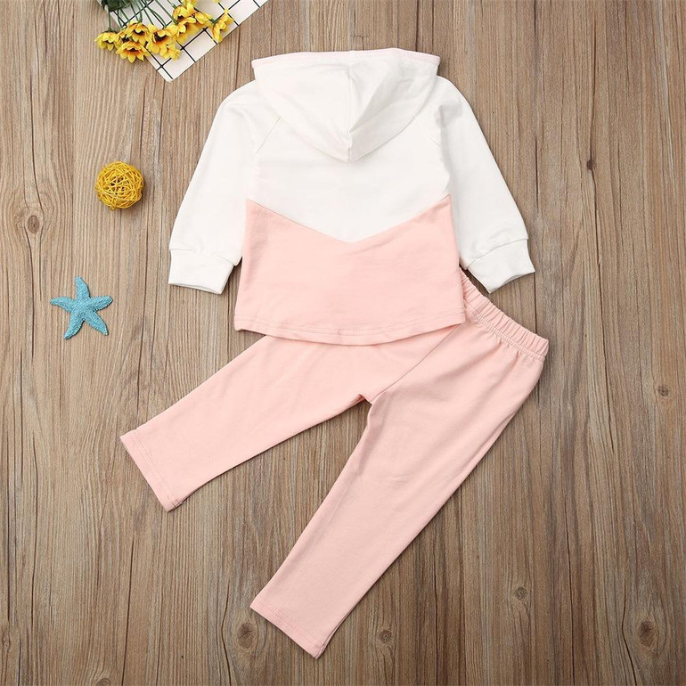 Girls Long Sleeve Hooded Casual Tops&Solid Pants Girls Clothing Wholesalers