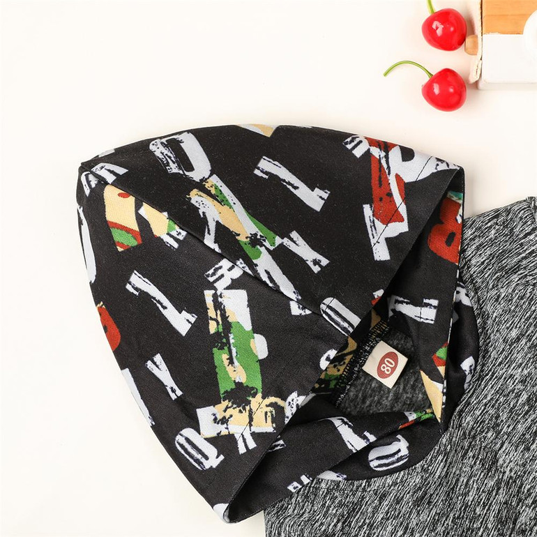 Boys Printed Hooded Long Sleeve Top & Pants Boys Clothes Wholesale