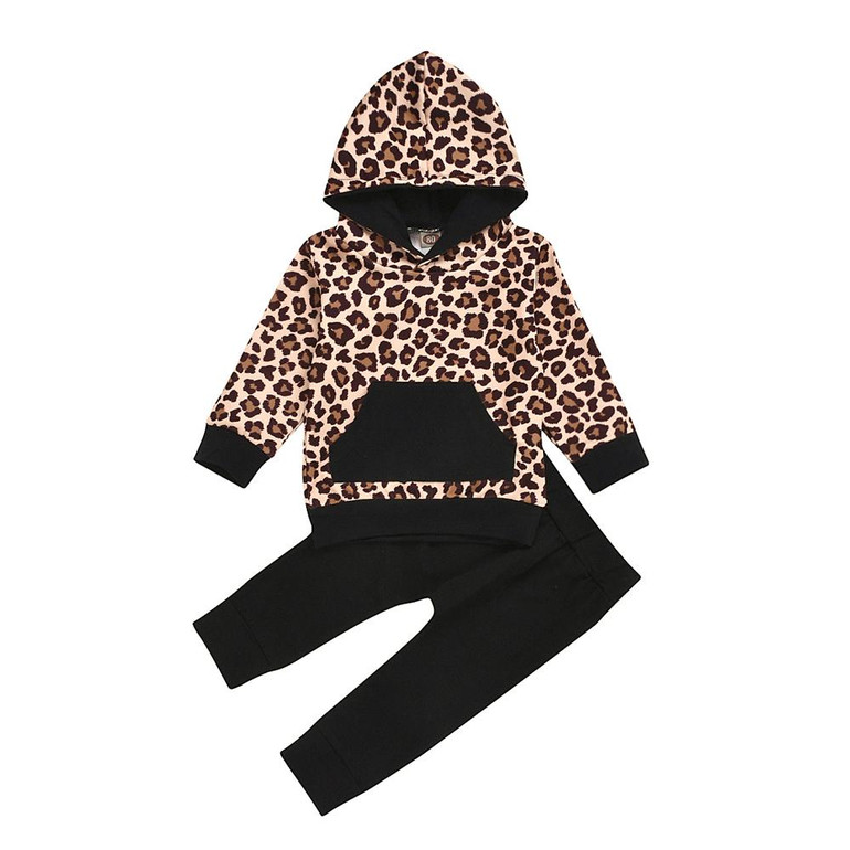 Baby Girls Leopard Hooded Top & Pants Baby Clothes Suppliers Baby Girls Leopard Hooded Top & Pants Baby Clothes Suppliers