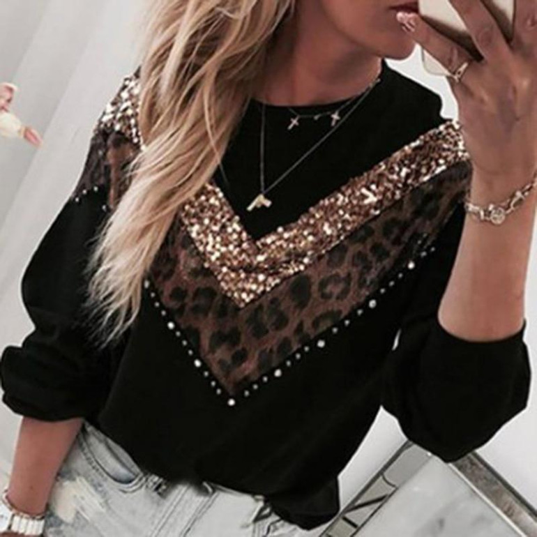 Loose Leopard Print Sweater Pullover