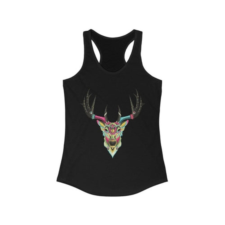 Color Elk Graphic Racerback Tank Top