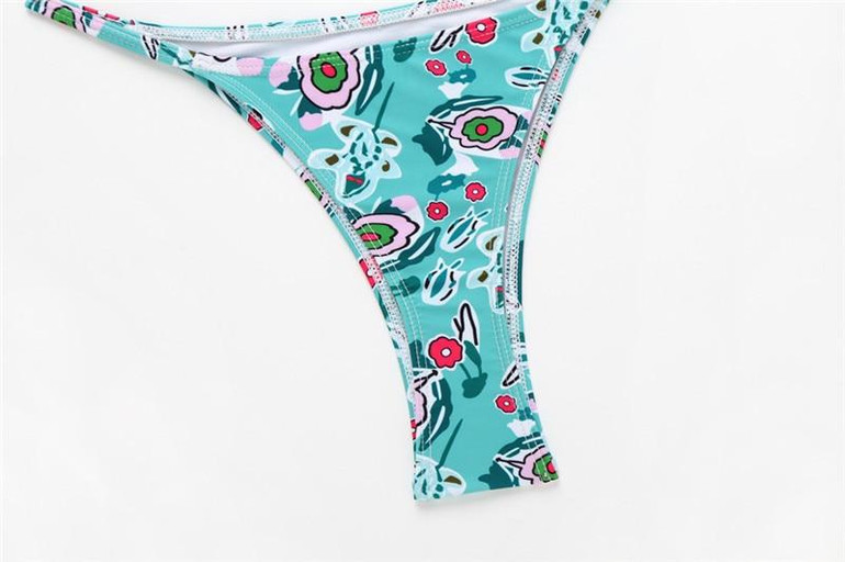 Short Sleeve Women's Swimsuit Floral Print Swimwear