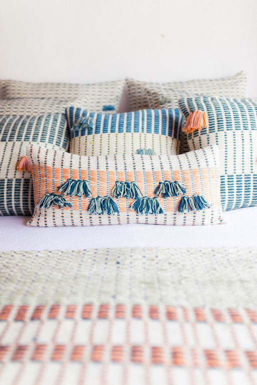 Barichara Pillow Indigo + Apricot
