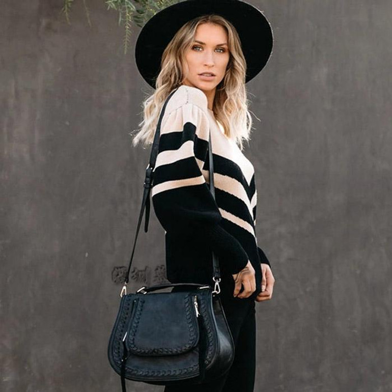 Striped Long Sleeve Knitted Sweater