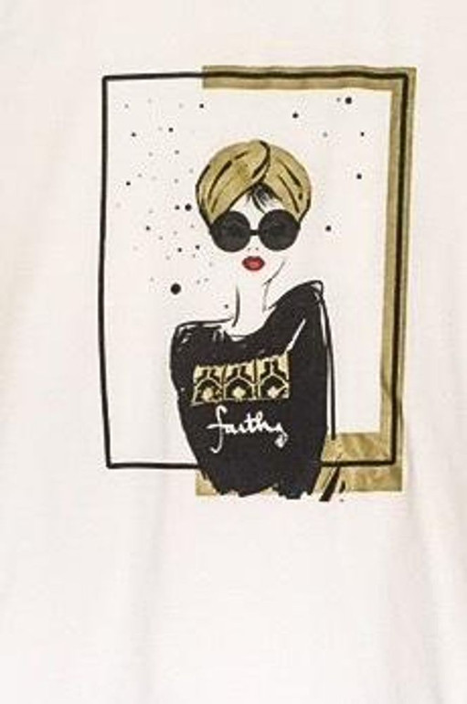 White Graphic "Turban Girl" Women's Tee