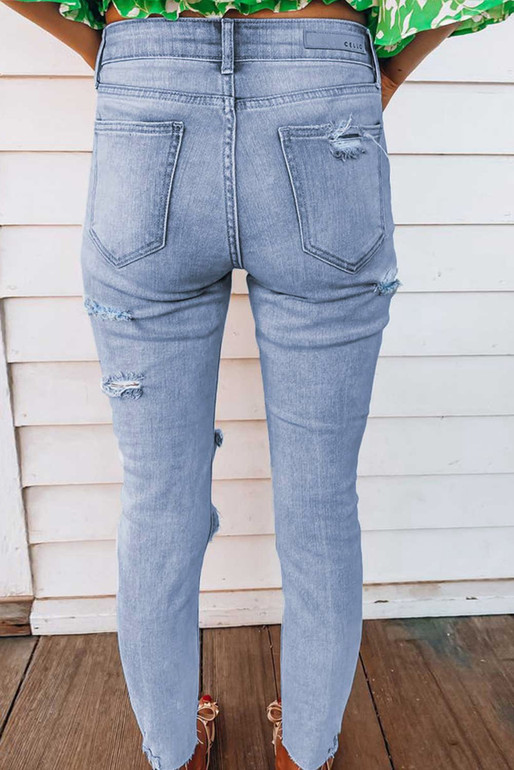 Light Wash Skinny Hole Jeans