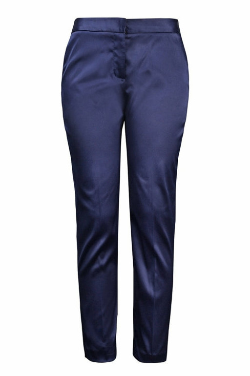 Mid Waist Pocket Detail Tapered Satin Pants