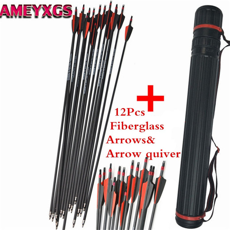 12pcs 30" Spine 500 Fiberglass Arrows Glass Fiber With Arrow Quiver Replace Broadheads Bow Hunting Shooting Archery Accessories 12pcs 30" Spine 500 Fiberglass Arrows Glass Fiber With Arrow Quiver Replace Broadheads Bow Hunting Shooting Archery Accessories